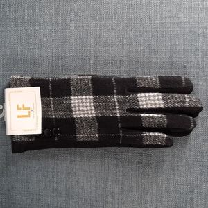 Women Fitted Glove Black Gray White Plaid Warm Outerwear Smart Touch Finger